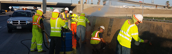 Cal Trans removing Graffiti with Worlds Best Graffiti Removal System