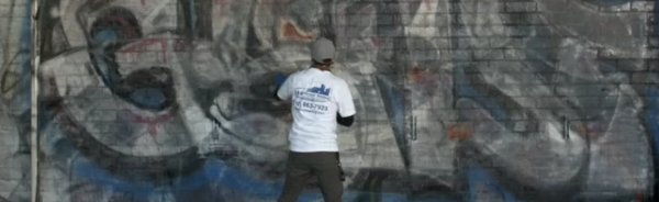removing Graffiti with Worlds Best Graffiti Removal System in los angeles, california