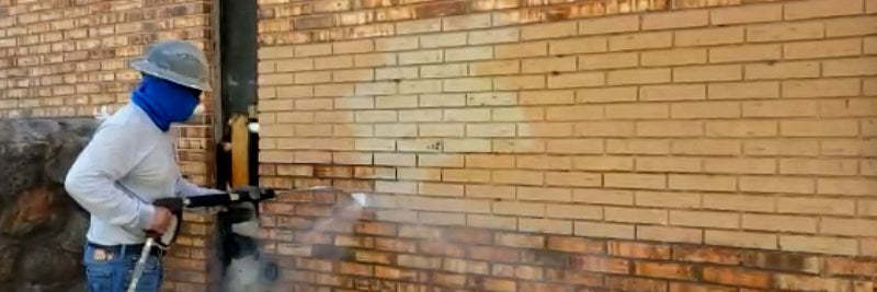 Texas EnviroBlast Removes Paint from Brick Wall