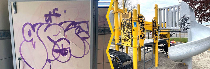 removing graffiti from playgrounds and bathroom partitions