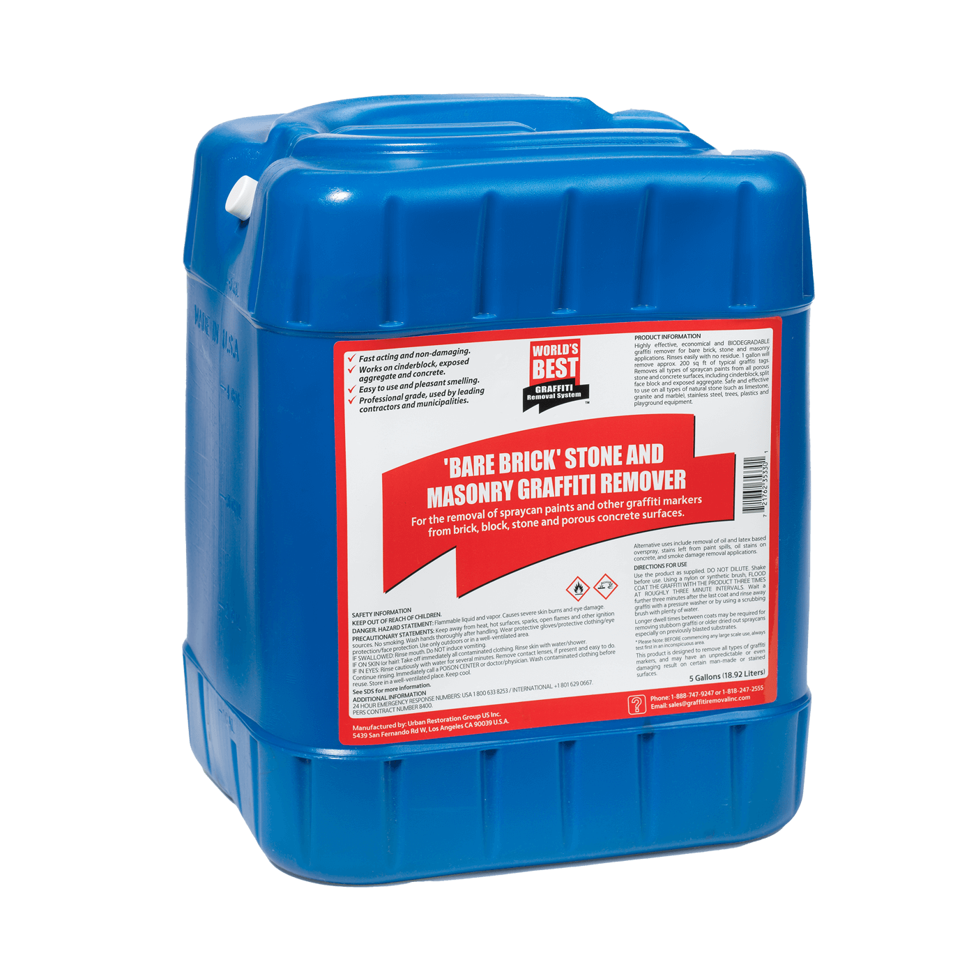 World's Best Bare Brick, Stone and Masonry Graffiti Remover  5 Gallon Pail