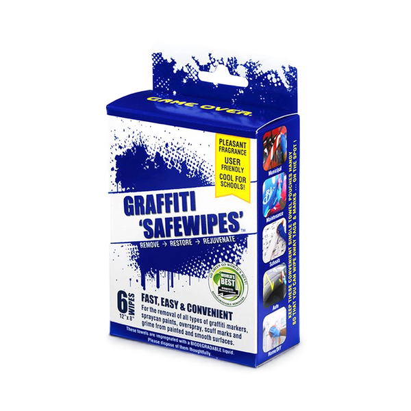6 Pack, Graffiti Safewipes - World's Best Graffiti Removal Products