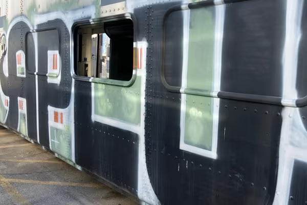 Exterior Train with Graffiti