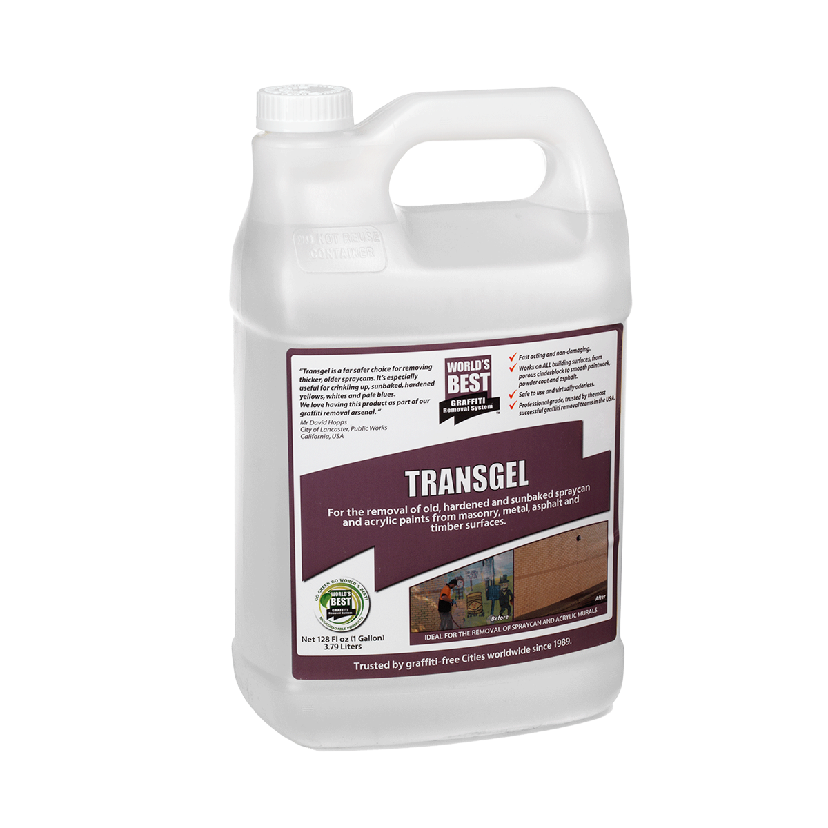 Worlds Best Transgel Paint and Graffiti Remover Gallon