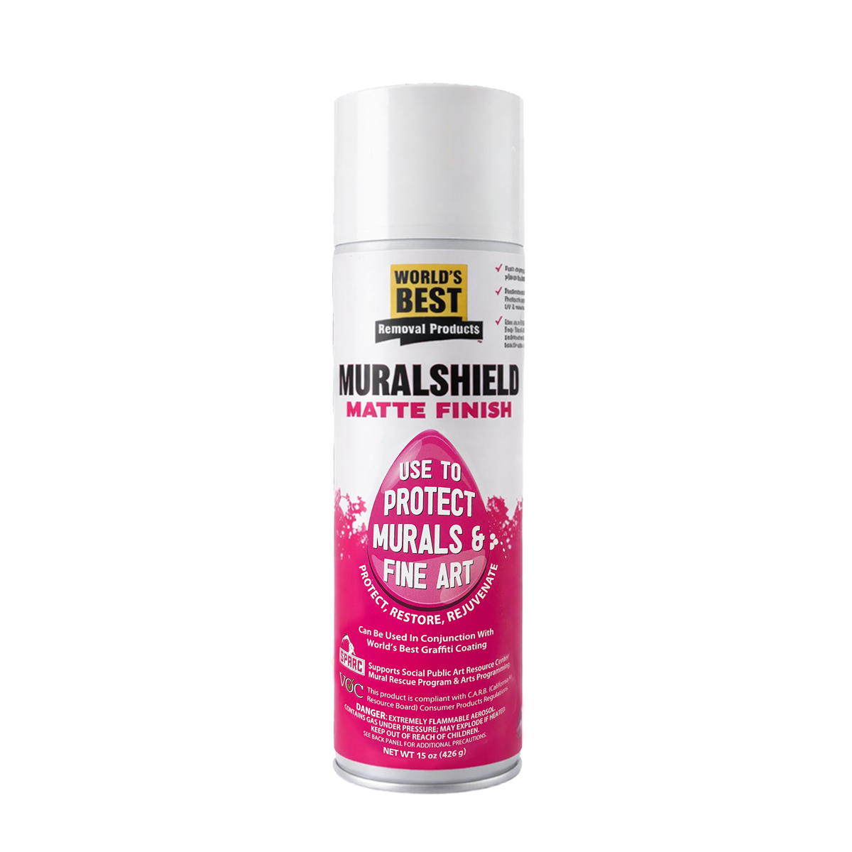 Muralshield spray can on a white background