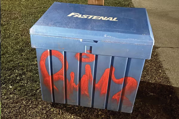 Graffiti on Trash Can Bin