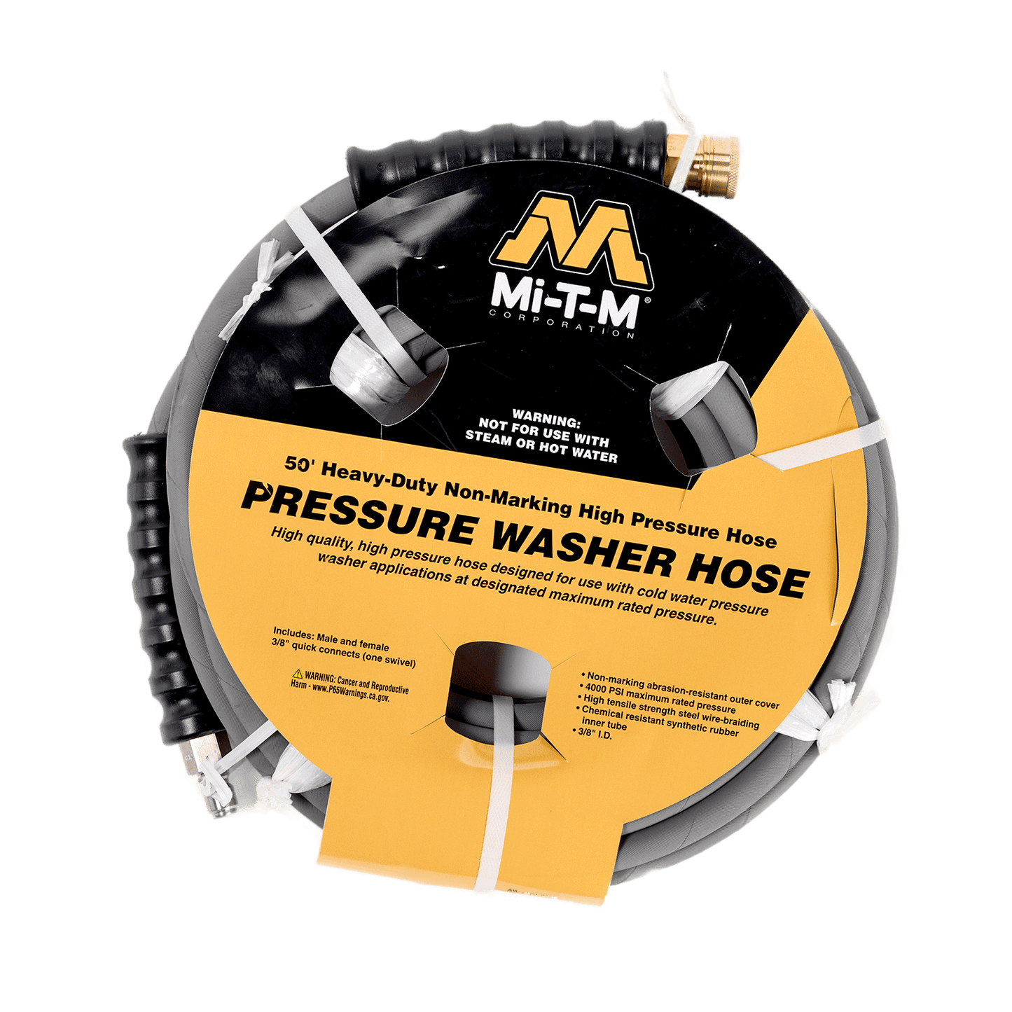 MITM 50-Foot x 3/8-Inch Non-Marking Hose with Brass Quick Connects